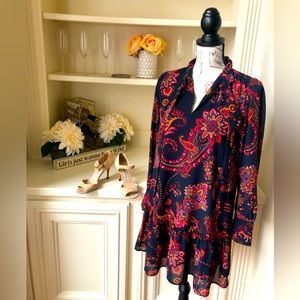 Anne Taylor Loft Long Sleeve Paisley Dress- Size XS